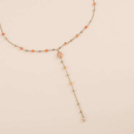 Collier Y - pierre ovale et pierres naturelles