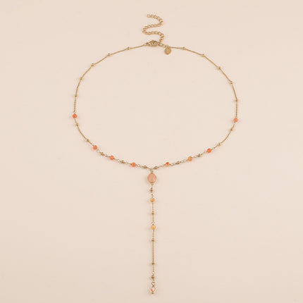 Collier Y - pierre ovale et pierres naturelles
