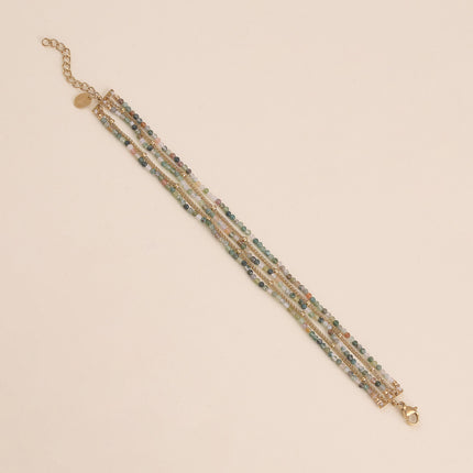 Bracelet - 5 rangs, mailles spiga et pierres naturelles