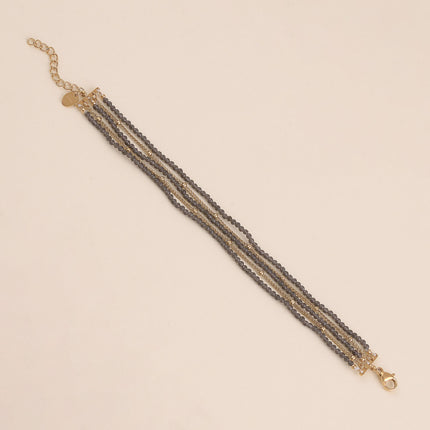 Bracelet - 5 rangs, mailles spiga et pierres naturelles
