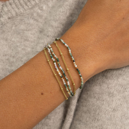 Bracelet - 5 rangs, mailles spiga et pierres naturelles