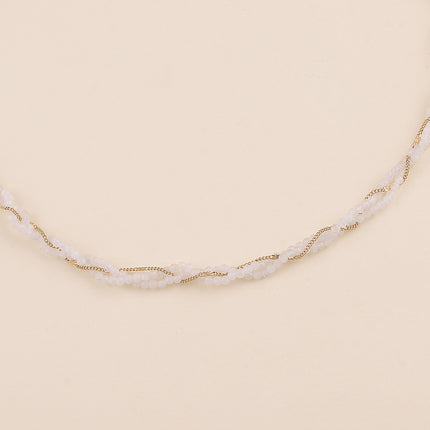 Collier - 3 rangs tressés, pierres naturelles