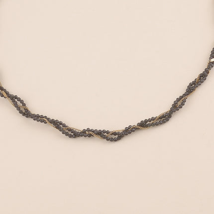 Collier - 3 rangs tressés, pierres naturelles