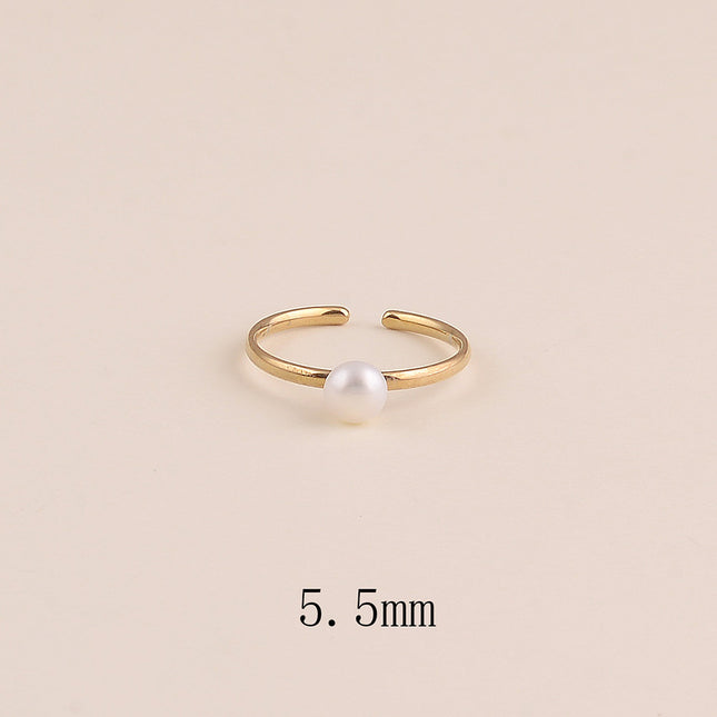 Bague fine - perle d'eau douce 5,5 mm