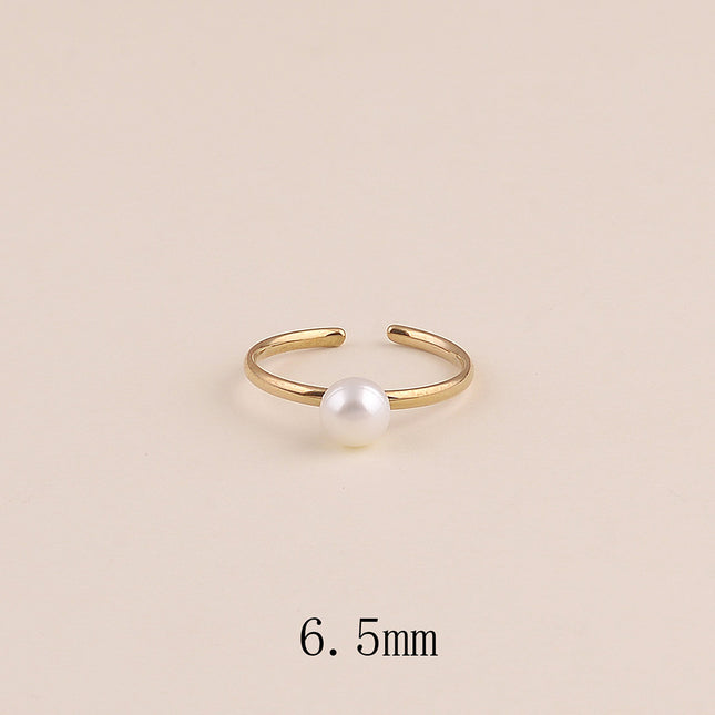 Bague fine - perle d'eau douce 6,5 mm