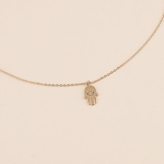Collier - main de Fatma et cristal