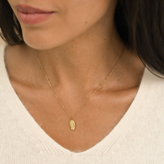 Collier - main de Fatma et cristal