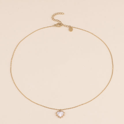Collier - coeur contour grainé et finition nacre