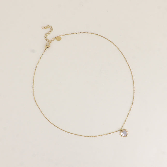 Collier - coeur contour grainé et finition nacre