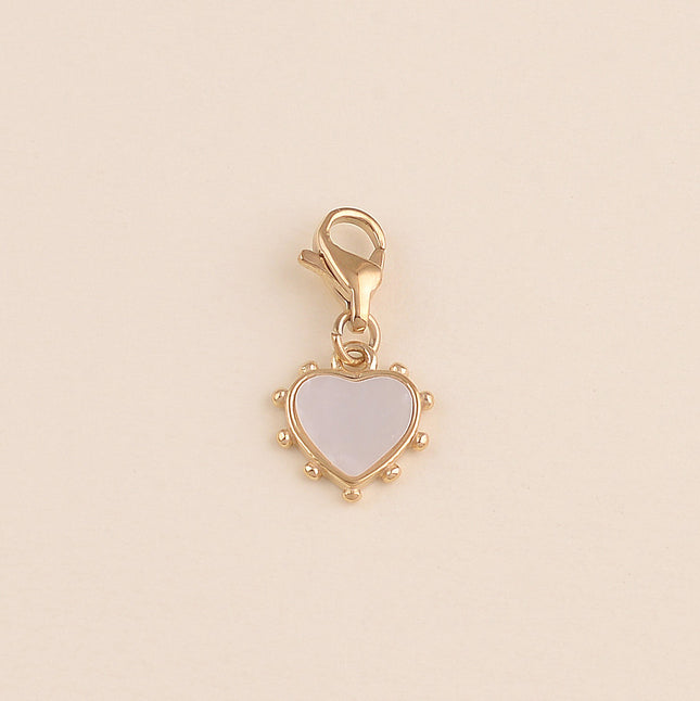 Charm - coeur, contour grainé et nacre