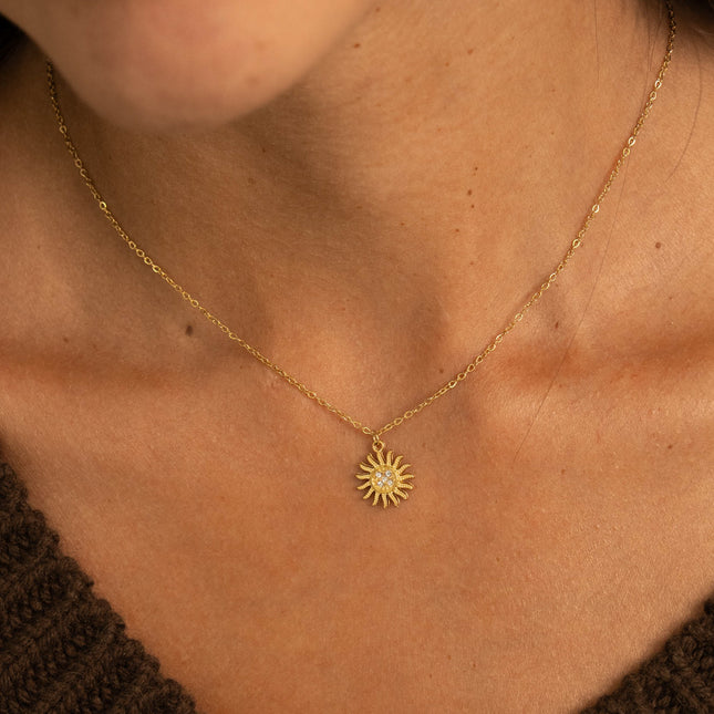 Collier - soleil avec cristaux