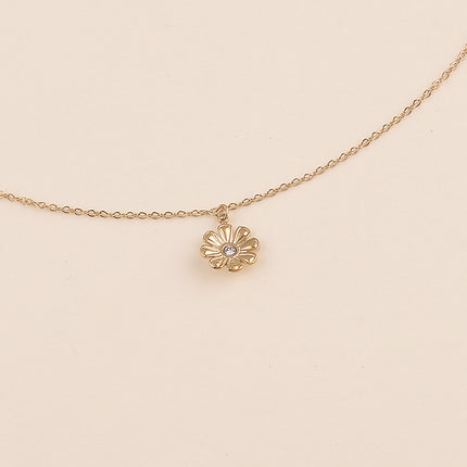 Collier - pendentif fleur avec cristal