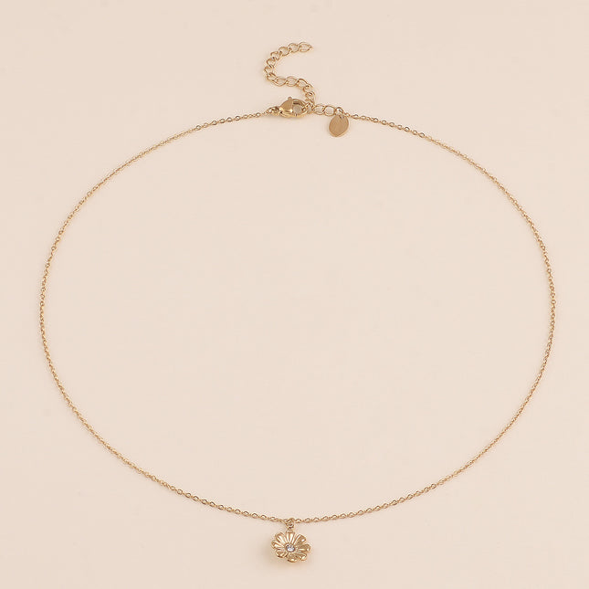 Collier - pendentif fleur avec cristal