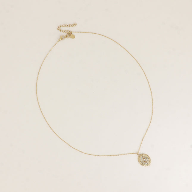 Collier - pendentif ovale ajouré avec cristaux