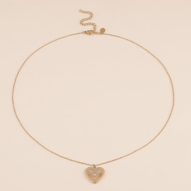 Collier - coeur strié et en nacre