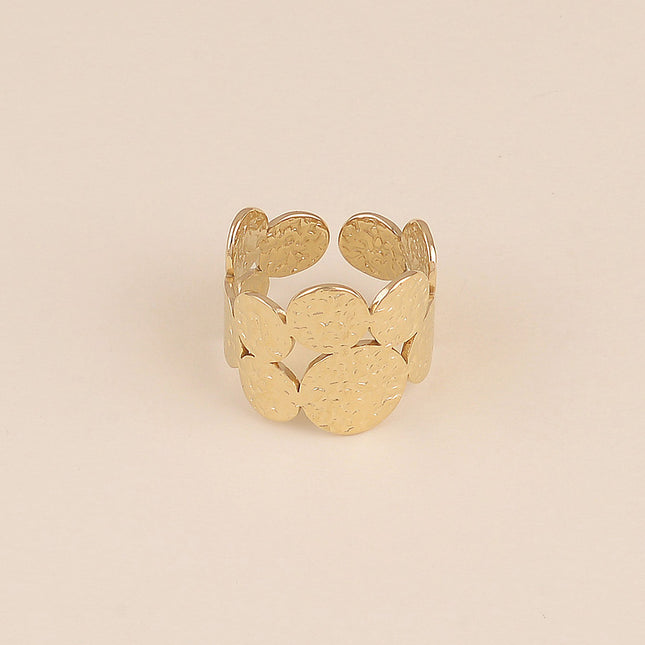 Bague large - ronds texturés