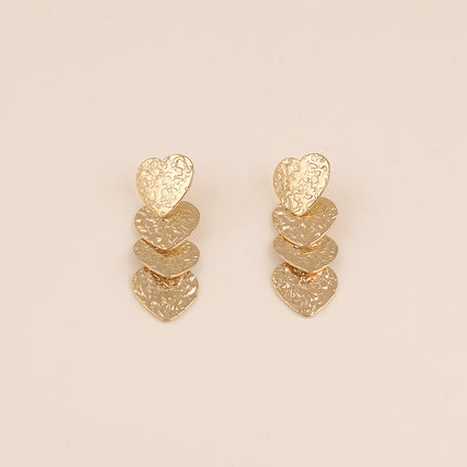 Boucles pendantes - 4 coeurs texturés