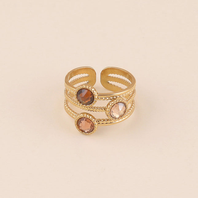 Bague - 3 anneaux, ornée de 3 cristaux de Swarovski® PP10