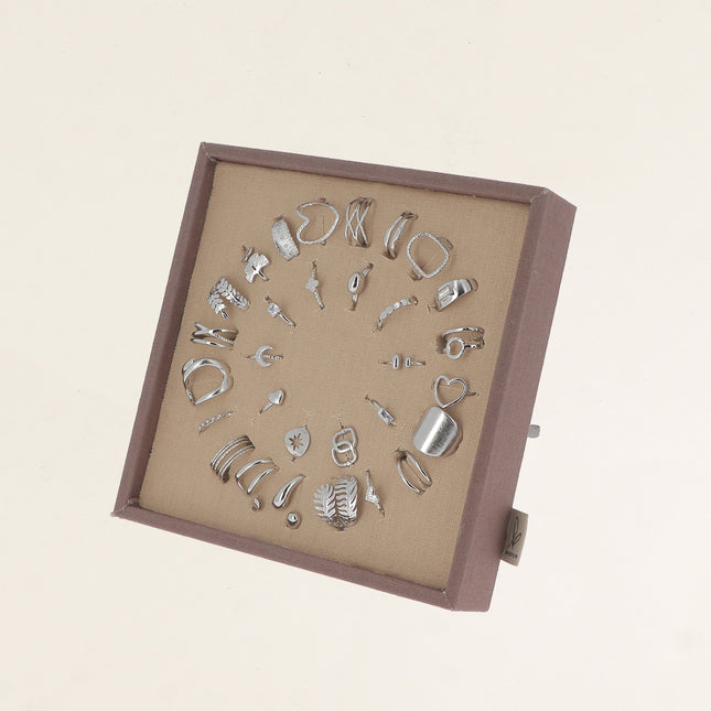 Kit de 30 bagues- rhodium - présentoir offert