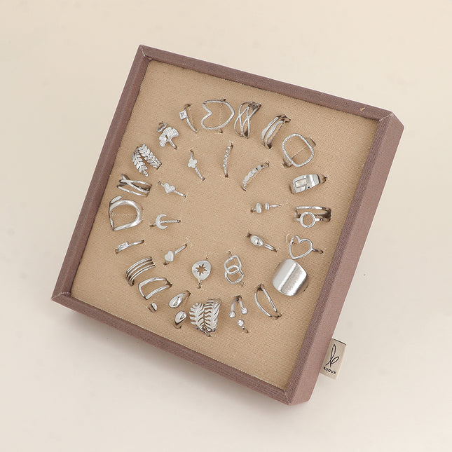 Kit de 30 bagues- rhodium - présentoir offert