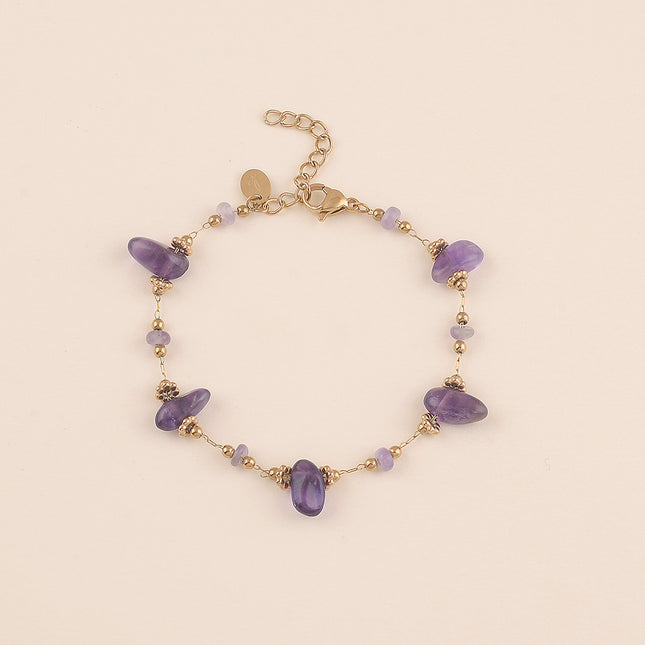 Bracelet - chaîne avec boules et pierres naturelles