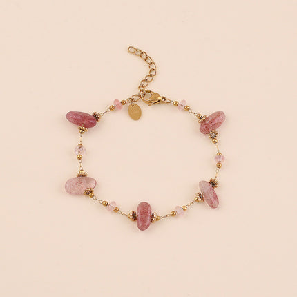 Bracelet - chaîne avec boules et pierres naturelles