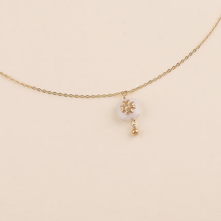 Collier - pierre naturelle carrée et trèfle