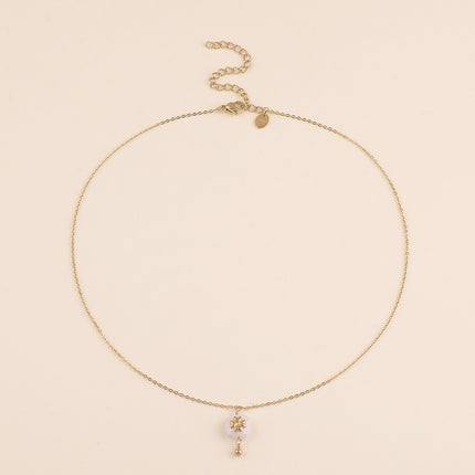 Collier - pierre naturelle carrée et trèfle