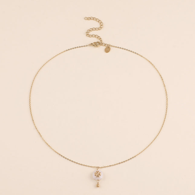 Collier - pierre naturelle carrée et trèfle