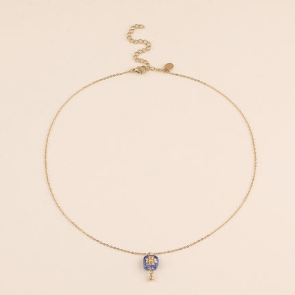 Collier - pierre naturelle carrée et trèfle