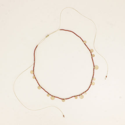 Collier - pierres naturelles rondes, pastilles rondes martelées