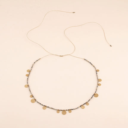 Collier - pierres naturelles rondes, pastilles rondes martelées