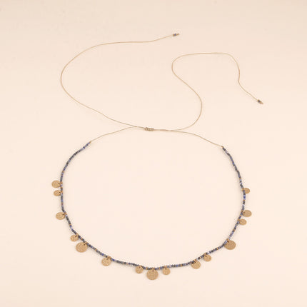 Collier - pierres naturelles rondes, pastilles rondes martelées