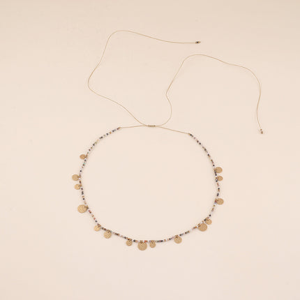 Collier - pierres naturelles rondes, pastilles rondes martelées