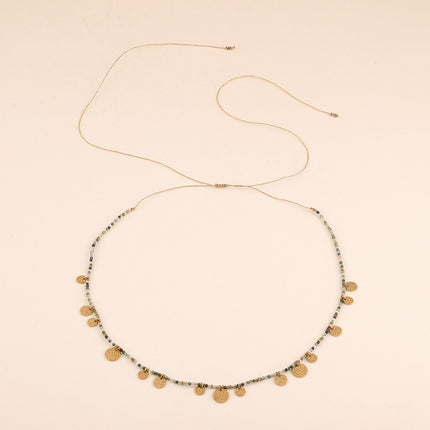 Collier - pierres naturelles rondes, pastilles rondes martelées