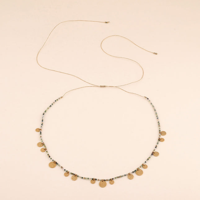 Collier - pierres naturelles rondes, pastilles rondes martelées