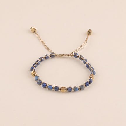 Bracelet - sur cordon avec pierres naturelles cubiques, fermoir coulissant