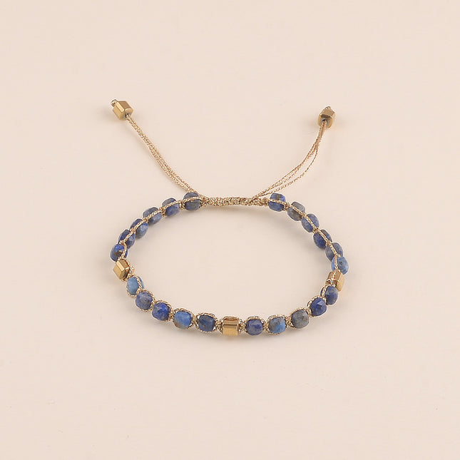 Bracelet - sur cordon avec pierres naturelles cubiques, fermoir coulissant