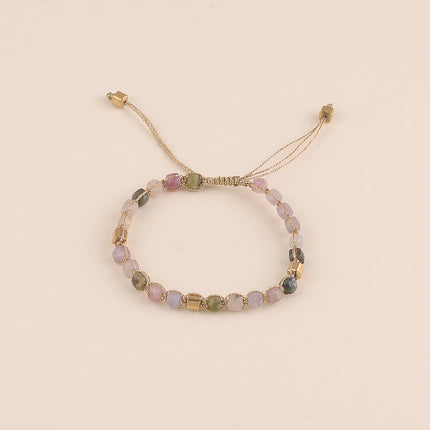 Bracelet - sur cordon avec pierres naturelles cubiques, fermoir coulissant