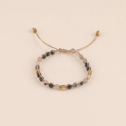 Bracelet - sur cordon avec pierres naturelles cubiques, fermoir coulissant