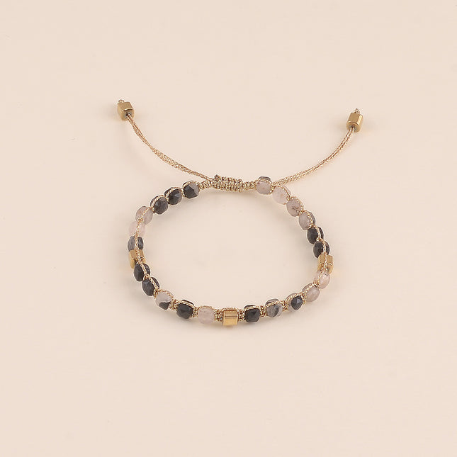 Bracelet - sur cordon avec pierres naturelles cubiques, fermoir coulissant
