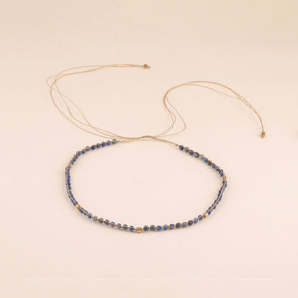 Collier - sur cordon avec pierres naturelles cubiques, fermoir coulissant