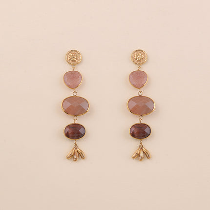 Boucles pendantes - trèfle, pierres naturelles