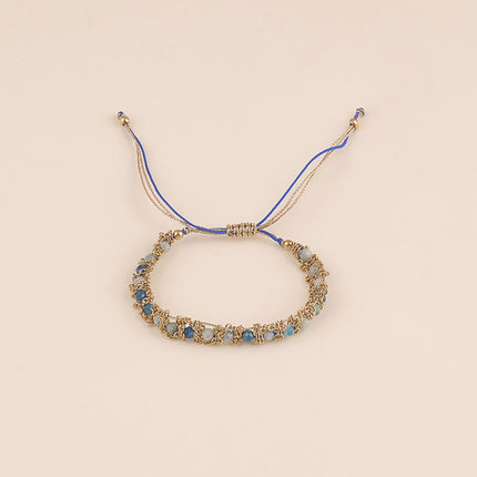 Bracelet - sur cordon et chaîne avec pierres naturelles, fermoir coulissant