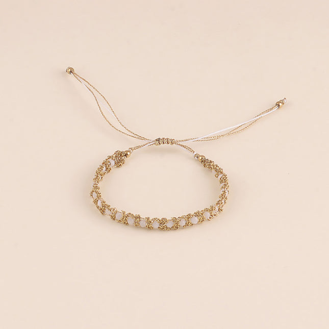 Bracelet - sur cordon et chaîne avec pierres naturelles, fermoir coulissant