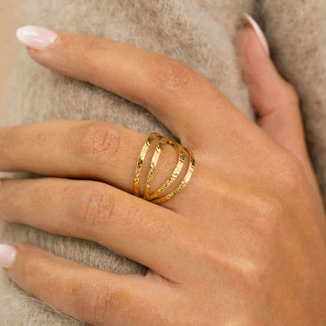 Bague - 4 anneaux texturés