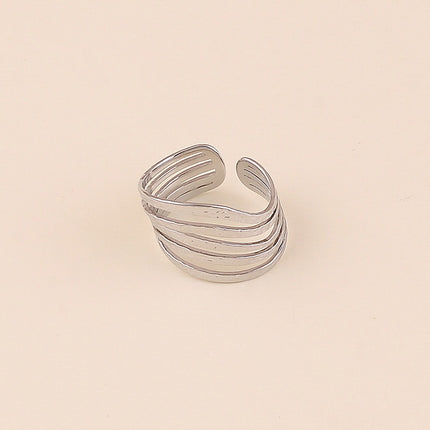 Bague large - 4 anneaux ondulés texturés