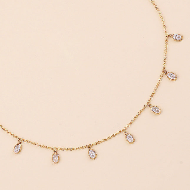 Collier - 5 oxydes de zirconium ovales
