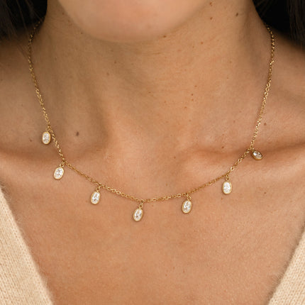 Collier - 5 oxydes de zirconium ovales
