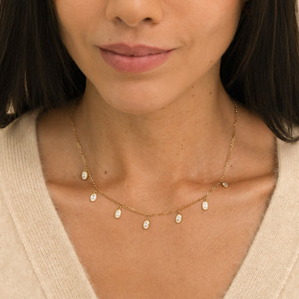 Collier - 5 oxydes de zirconium ovales